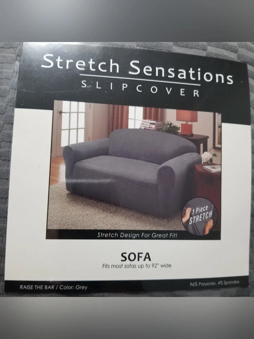NEW! The Bar Gray Stretch Sofa Cover - Textured Slipcover NWT